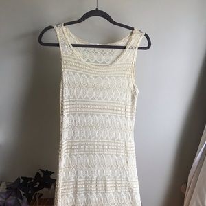 Vintage Crochet Lace Maxi Sheath Dress
